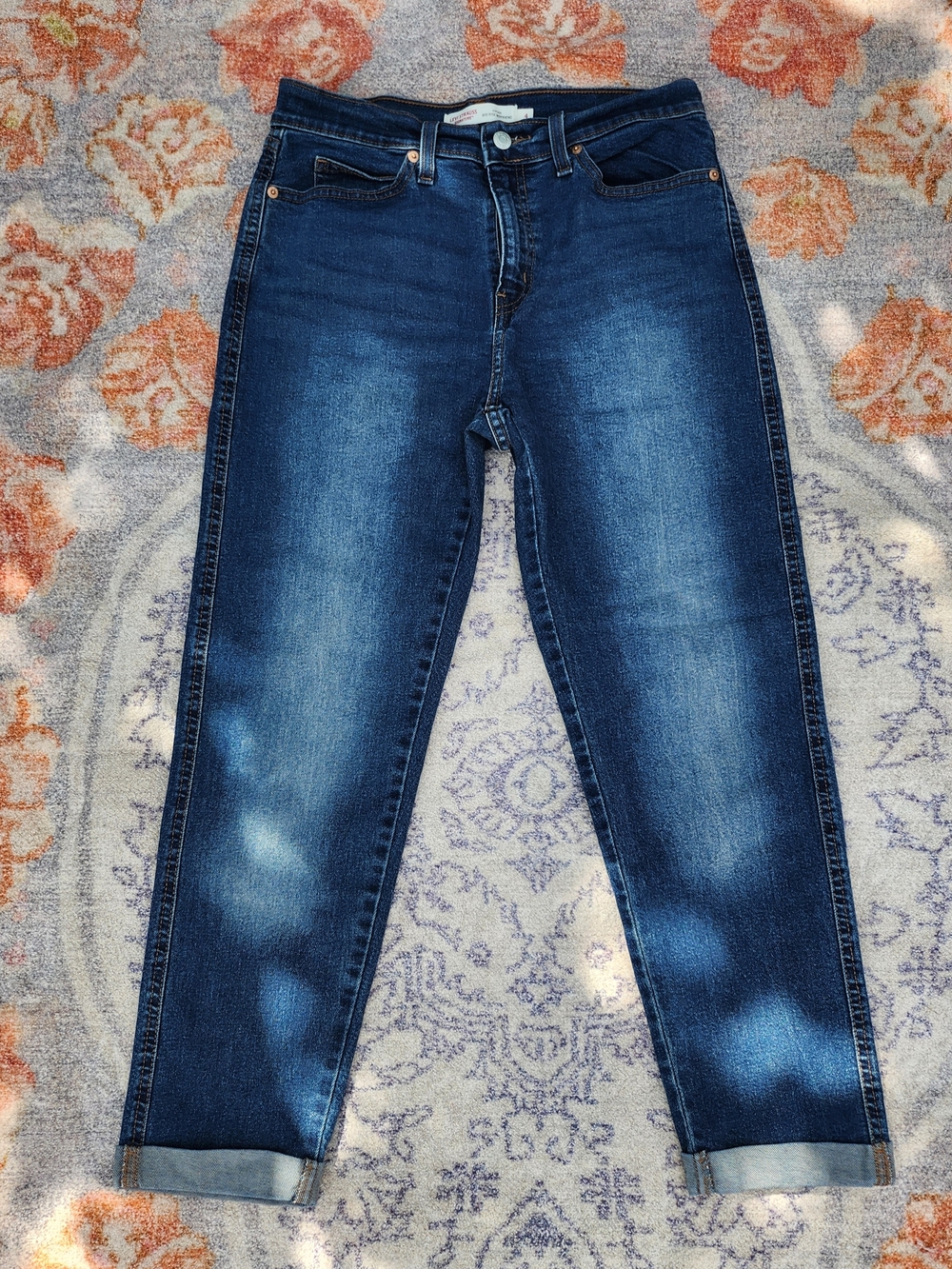 Levi Strauss Signature 4 Vintage Mid Rise Boyfriend Jean Dark Wash Cuffed